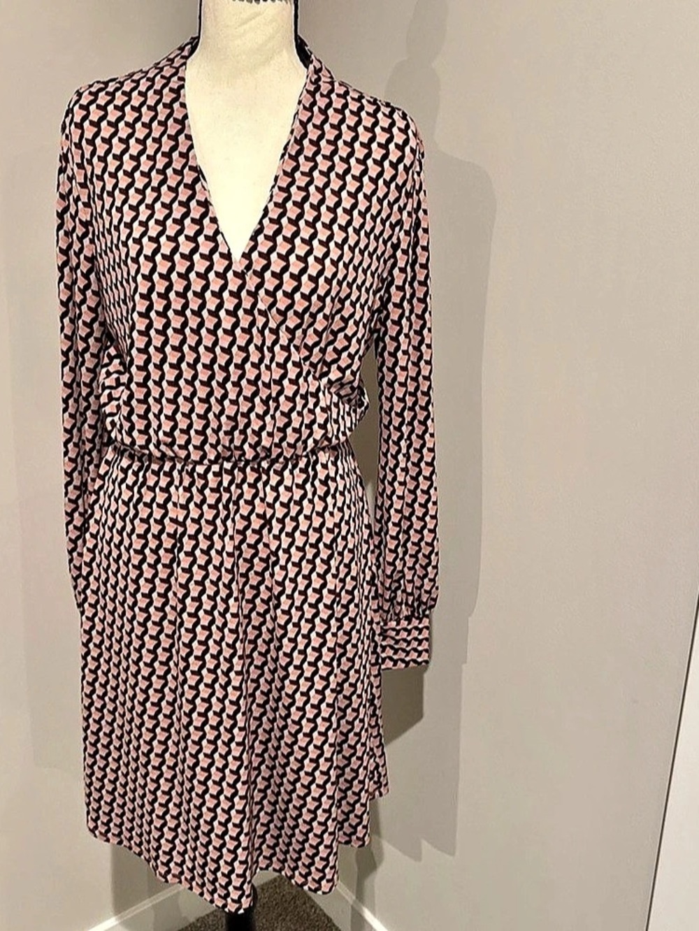 Adrianna Papell Long Sleeve Geometric Print Midi Dress Geometric Mini Dress in